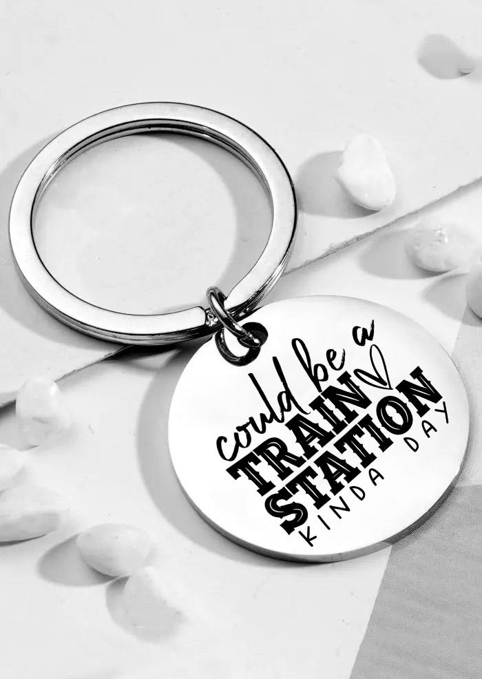

Keychains Letter Printed Keychain in Silver. Size