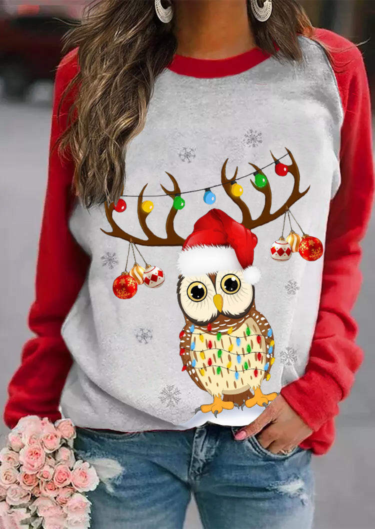 

Sweatshirts Christmas Lantern Snowflake Owl Sweatshirt in Red. Size: L,M,,XL
