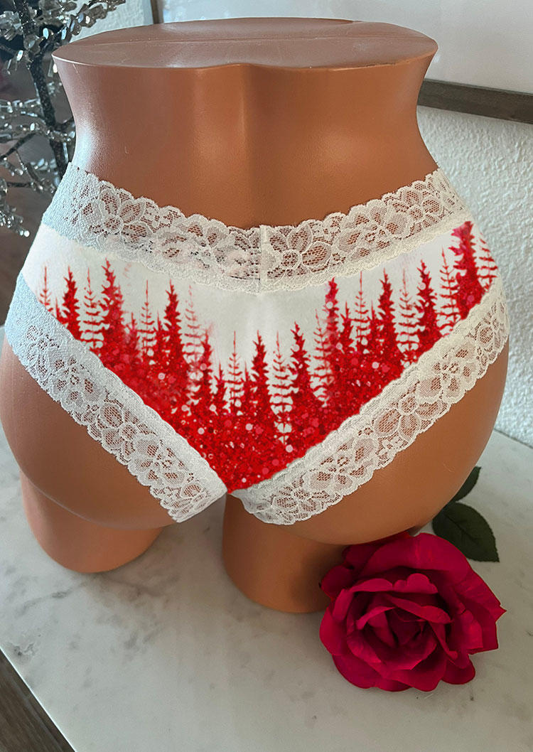 

Panties Christmas Tree Lace Splicing Panties in Red. Size: L,M,,XL