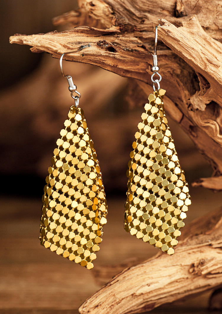 

Earrings Sequined Alloy Hook Earrings in Gold. Size
