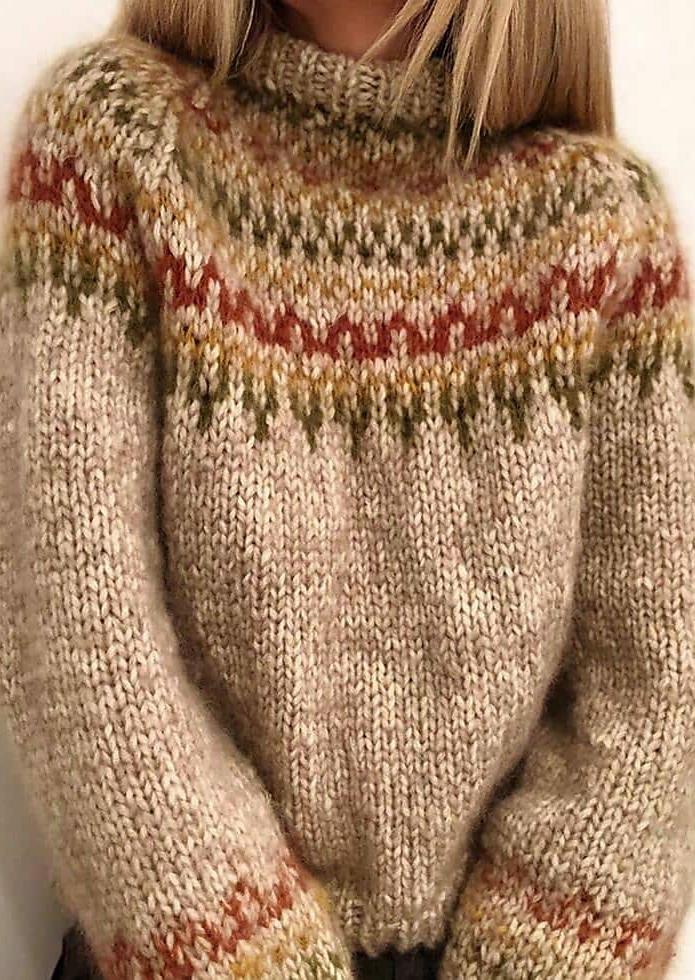 

Sweaters Knitted Turtleneck Long Sleeve Sweater in Multicolor. Size: L,M,,XL