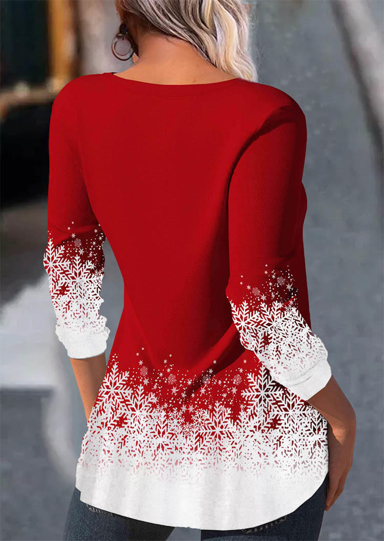 

Blouses Christmas Tree Snowflake Gradient Hollow Out Blouse in Red. Size: L,,XL