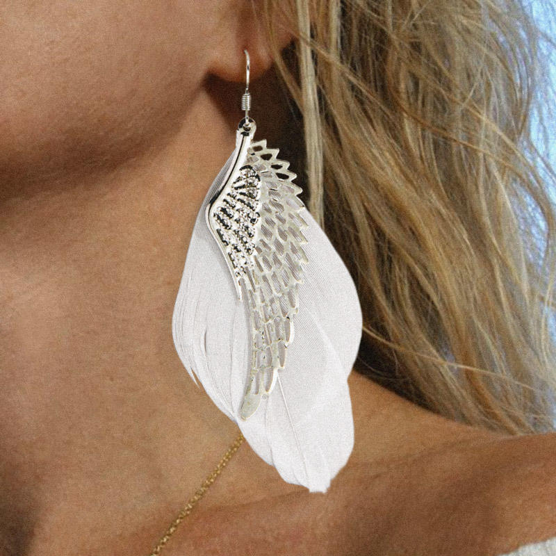 Wing Feather Hollow Out Earrings