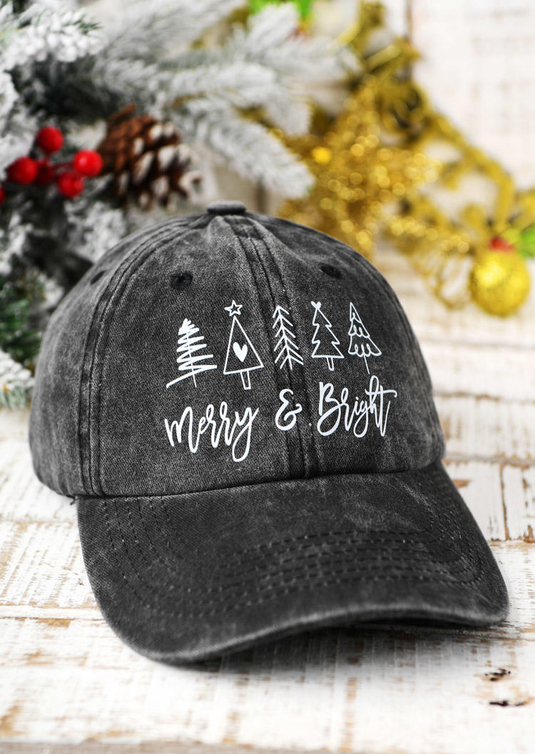 

Hats Christmas Merry & Bright Hollow Out Baseball Cap in Black. Size