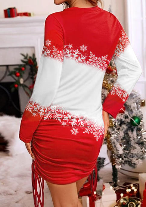 

Bodycon Dresses Christmas Snowman Snowflake Plaid Drawstring Bodycon Dress in Red. Size: L,M,,XL