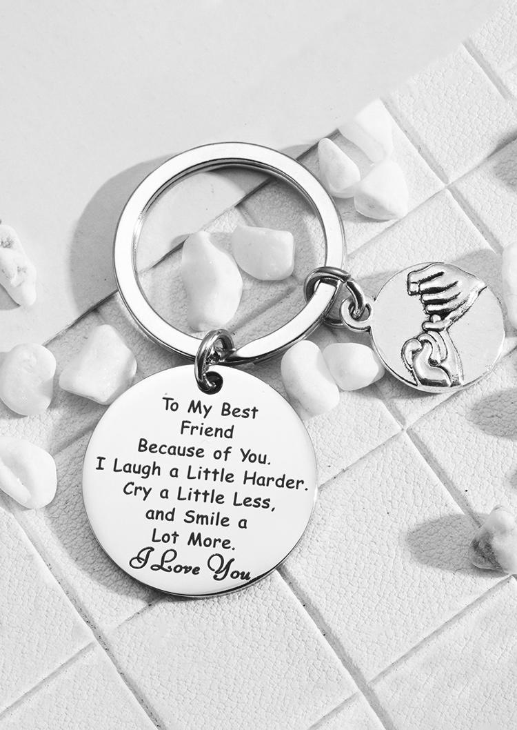 Keychains To My Best Friend Love You Keychain in Silver. Size: One Size
