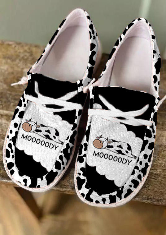 Mooooody Cow Lace Up Sneakers - Black