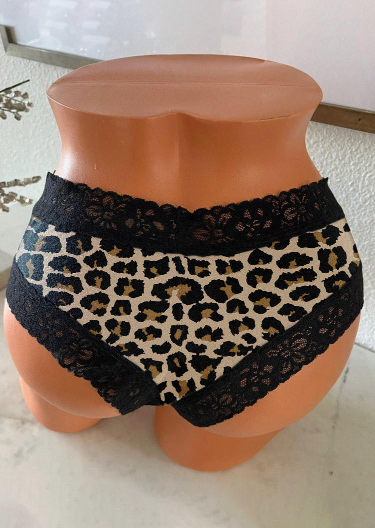 

Panties Leopard Lace Splicing Panties in Black. Size: L,M,,XL