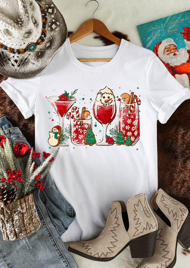 

T-shirts Tees Christmas Snowman Mistletoe T-Shirt Tee in White. Size: L,M,,XL