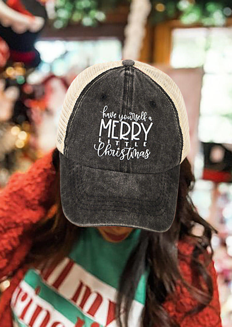 

Hats Have Yourself A Merry Little Christmas Baseball Cap in Black. Size