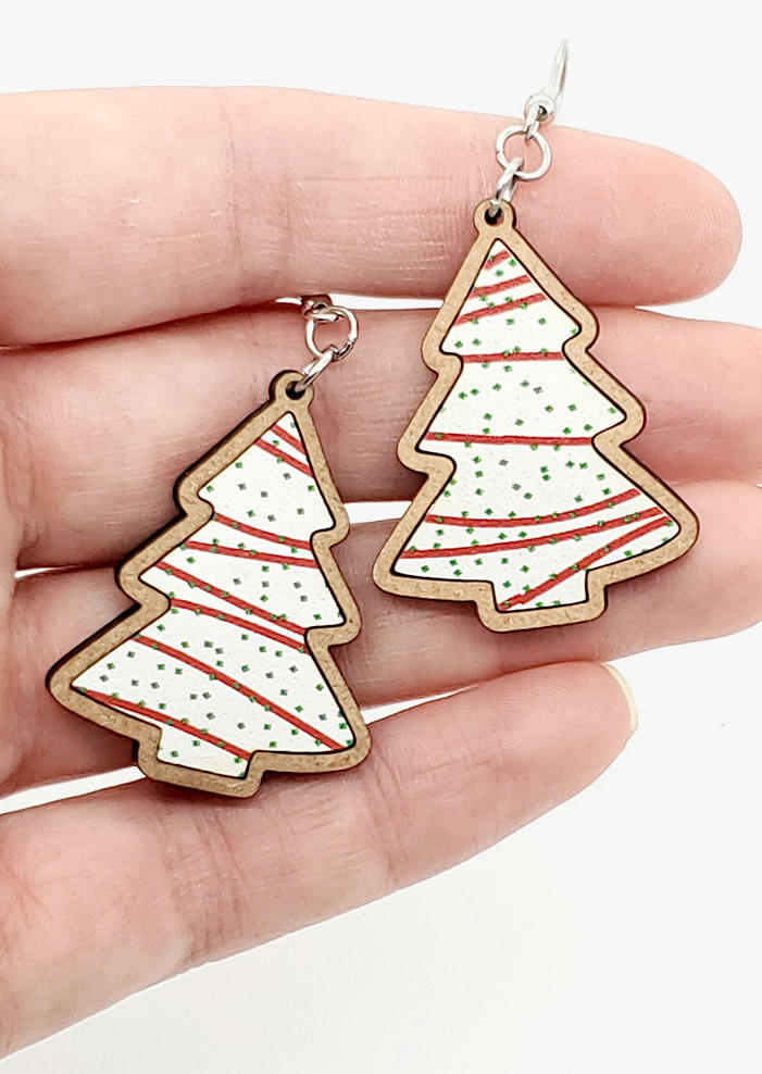 Earrings Christmas Tree Hook Earrings in White. Size: One Size