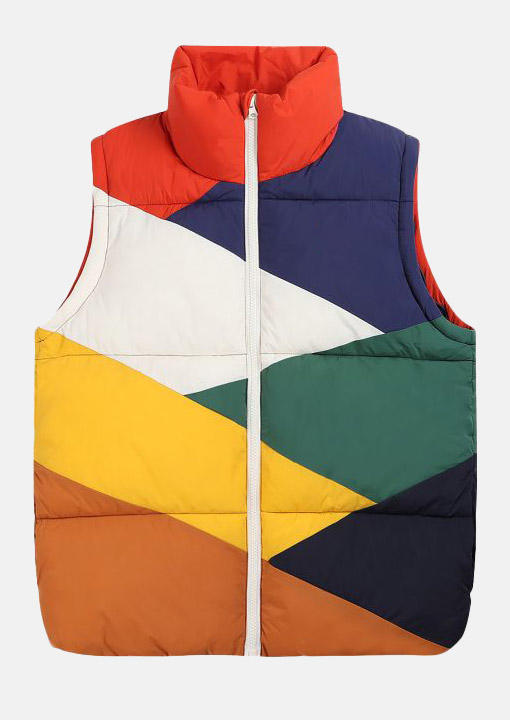 

Coats Color Block Pocket Zipper Vest Coat in Multicolor. Size: L,M,,XL