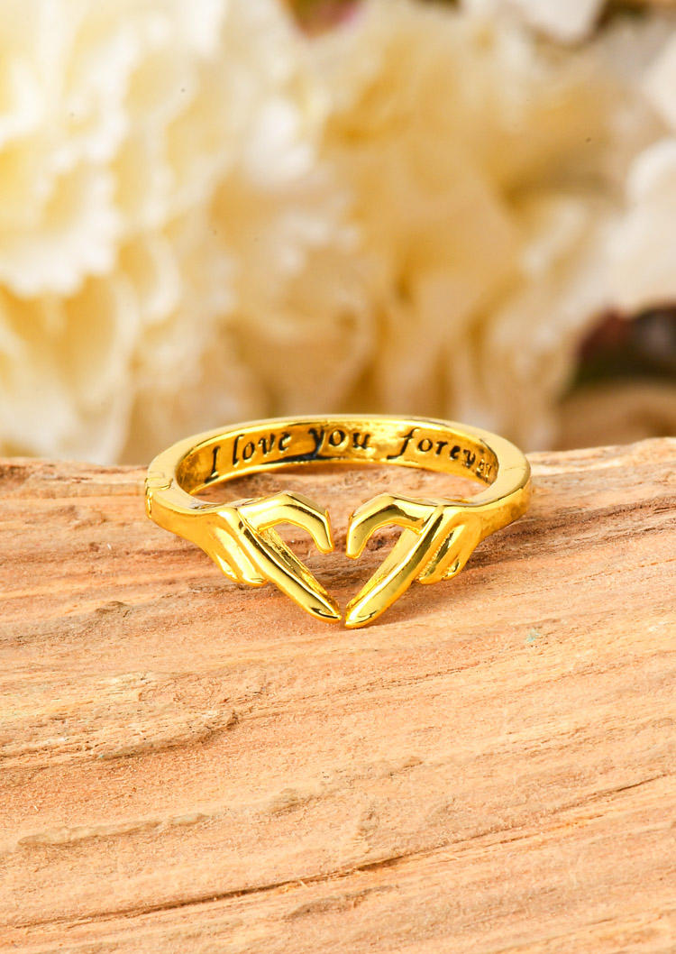 

Rings I Love You Forever Heart Alloy Ring in Gold,Silver. Size