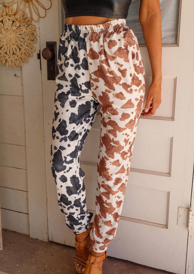 

Pants Cow Color Block Pocket Sweatpants in Multicolor. Size: L,M,,XL