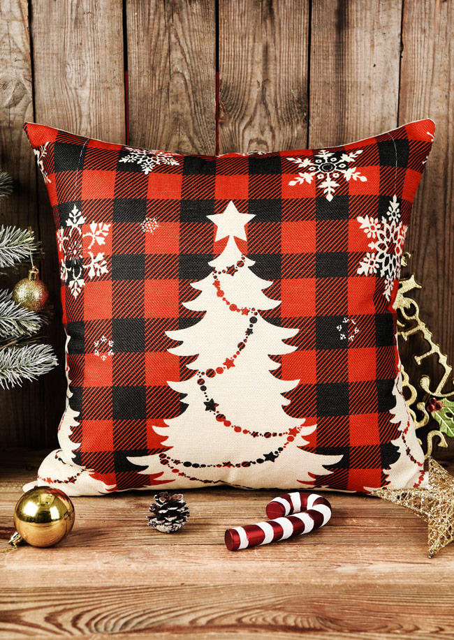 

Pillowcase Christmas Baby It's Cold Outside Snowflake Snowman Plaid Pillowcase without Pillow in Red. Size