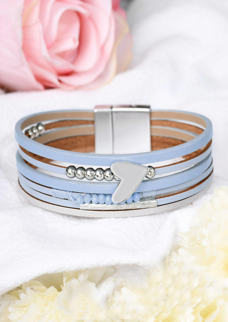 

Bracelet Heart Beading Magnet Buckle Alloy Bracelet in Blue,White. Size