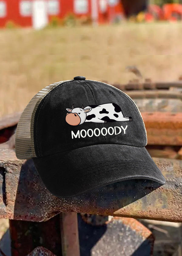 

Hats Mooooody Cow Hollow Out Baseball Cap in Black. Size