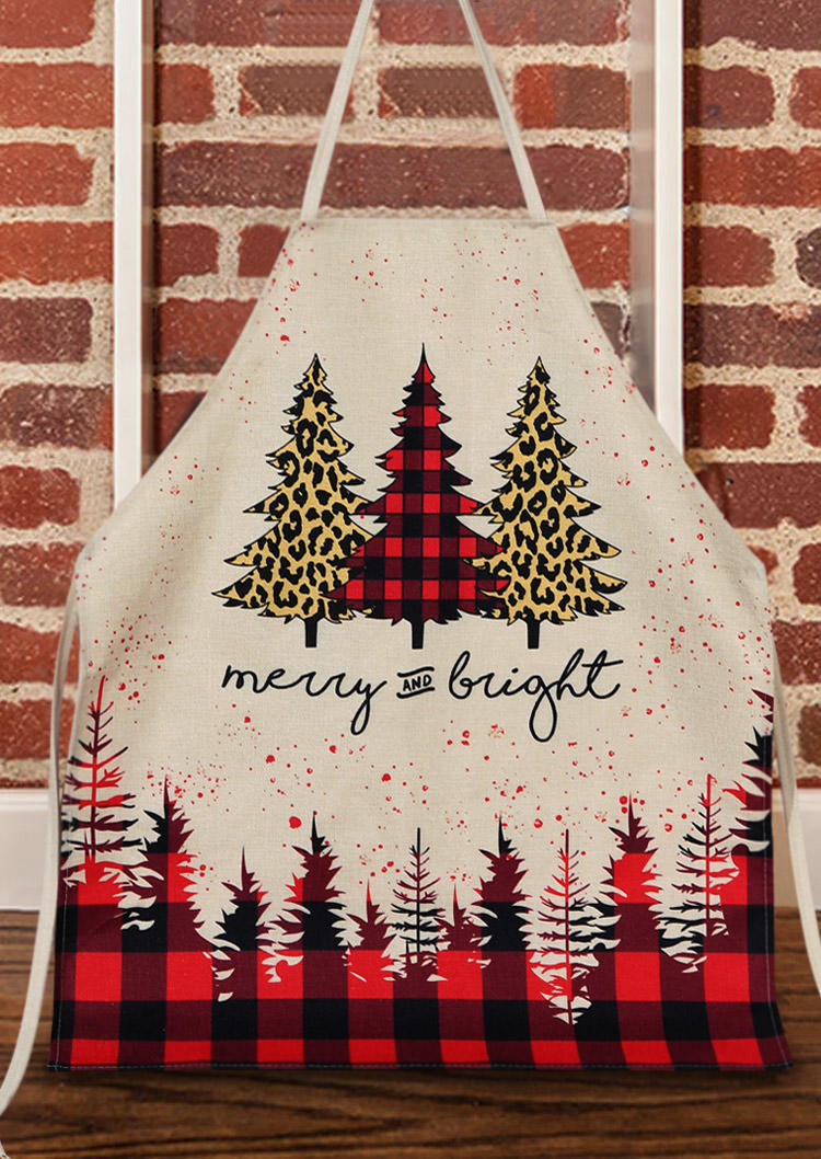 

Christmas Decoration Christmas Merry And Bright Plaid Antifouling Apron in Multicolor. Size