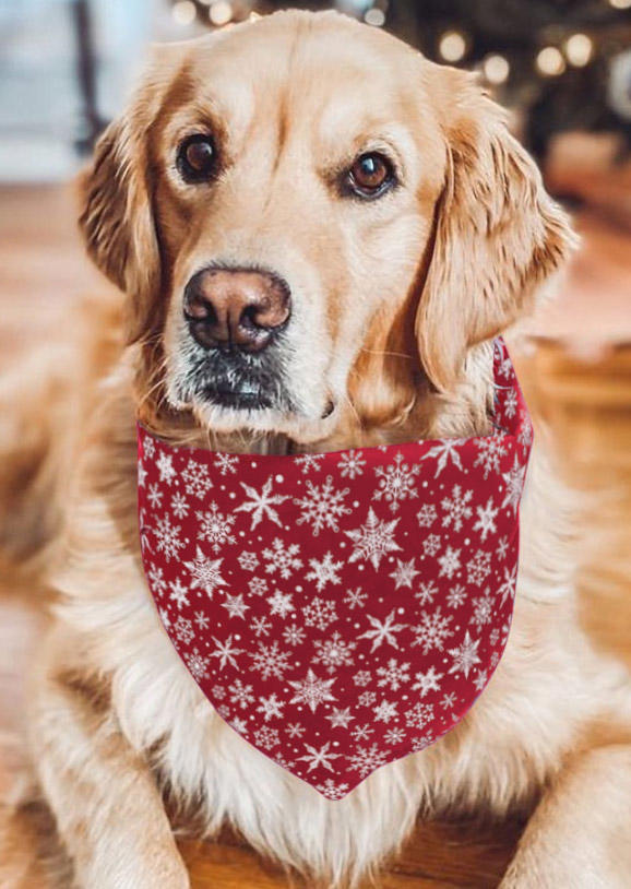 

Pet Products Christmas Snowflake Adjustable Pet Triangle Scarf in Red. Size