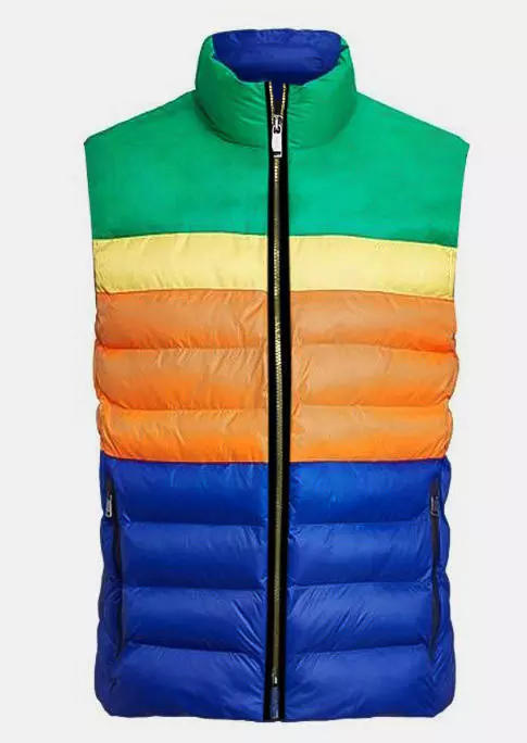 

Coats Color Block Zipper Pocket Vest Coat in Multicolor. Size: L,M,,XL