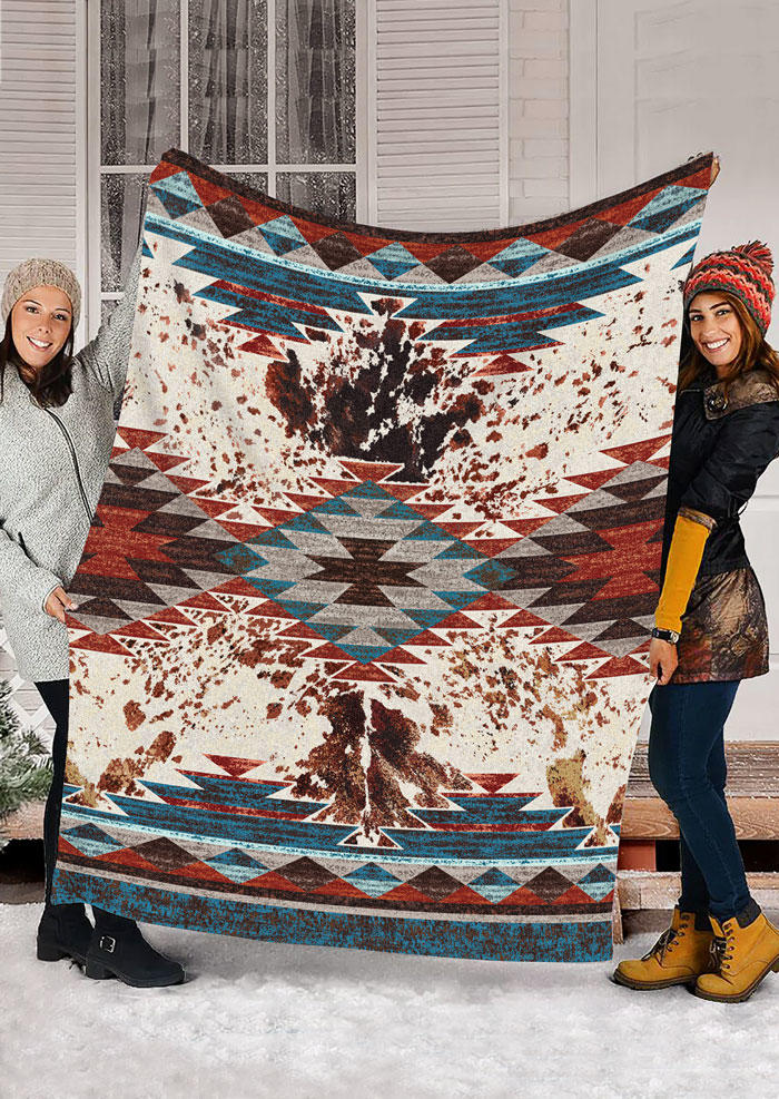 

Blanket Aztec Geometric Cow Soft Blanket in Multicolor. Size