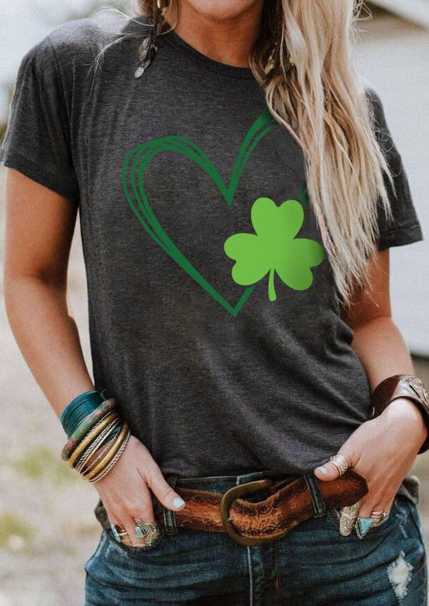 St. Patrick's Day Lucky Shamrock T-Shirt Tee - Dark Grey