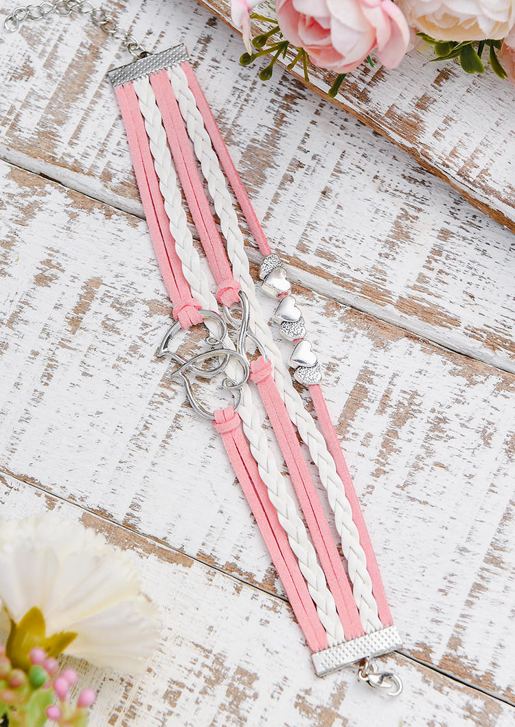 Bracelet Valentine Infinity Heart Hollow Out Bracelet in Pink. Size: One Size