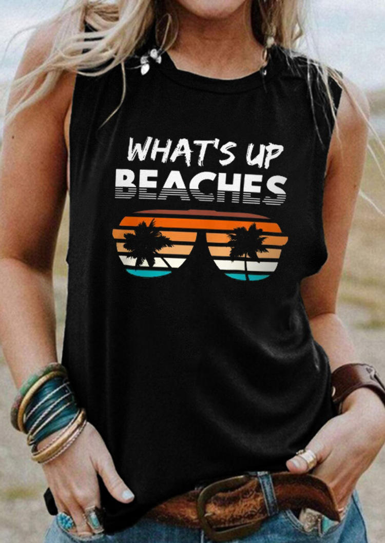 What's Up Beaches Coconut Tree Tank - Black