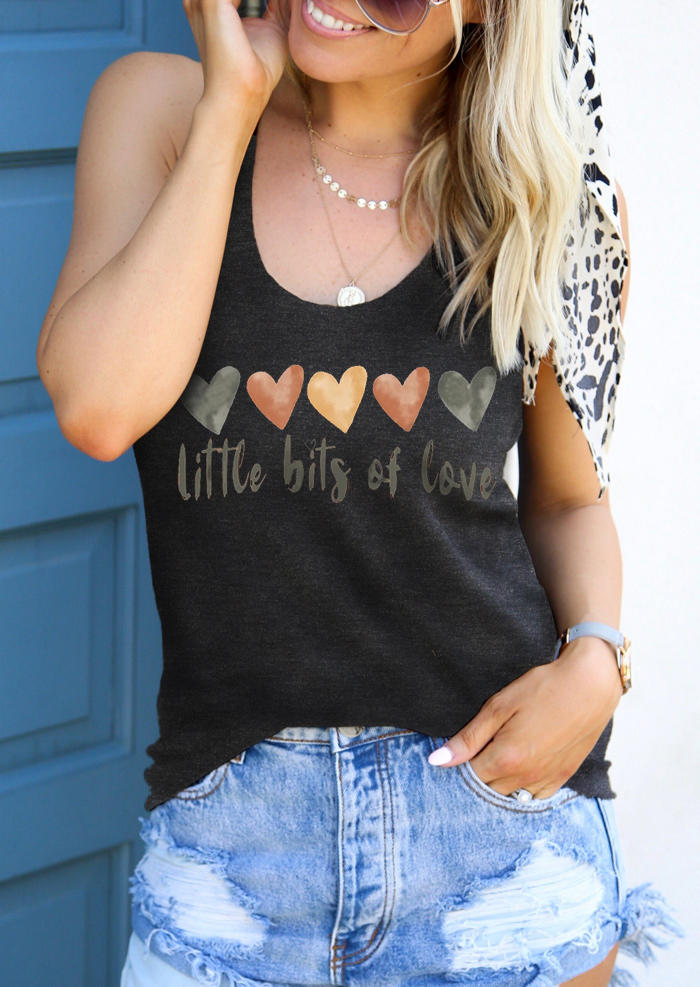 Valentine Little Bits Of Love Heart Racerback Tank - Dark Grey