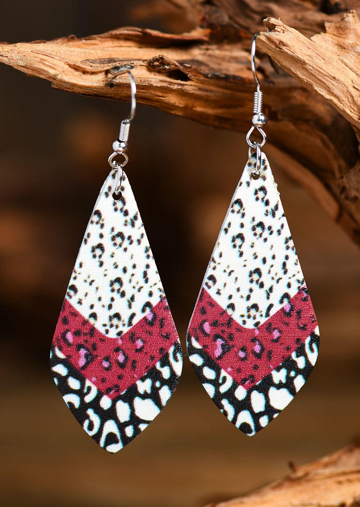Leopard Color Block Hook Earrings