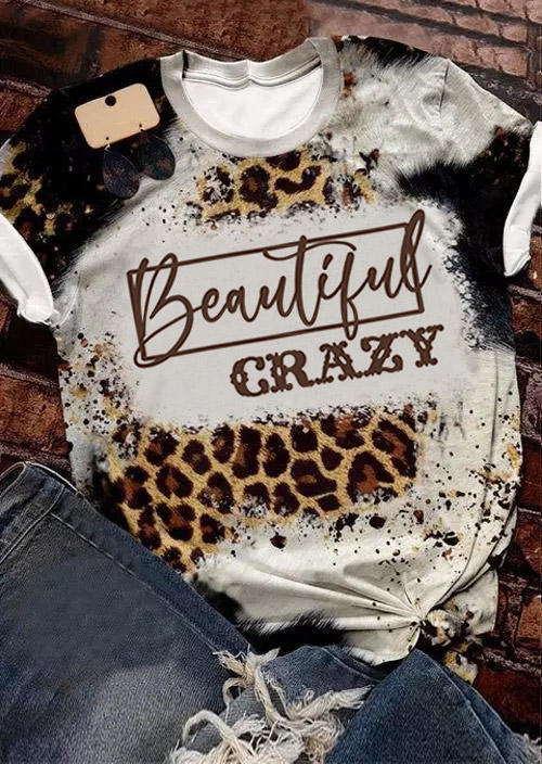 

T-shirts Tees Beautiful Crazy Leopard T-Shirt Tee in Multicolor. Size: L,M