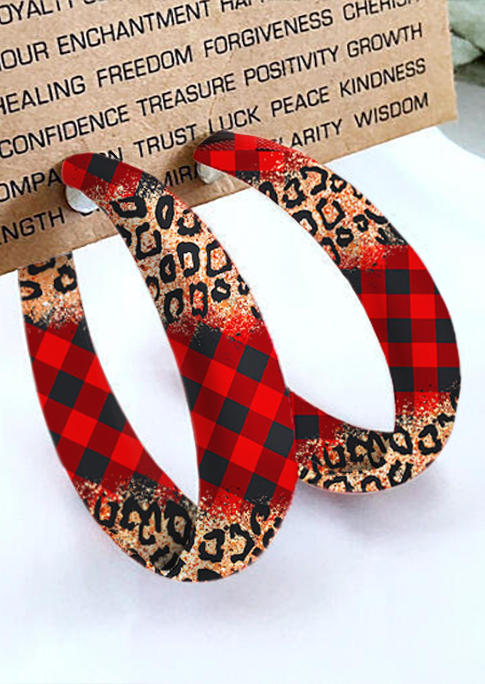 

Earrings Buffalo Plaid Leopard PU Leather Earrings in Multicolor. Size