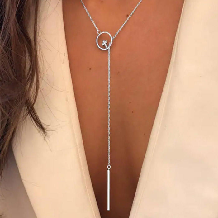 Cross Long Tassel Pendant Necklace