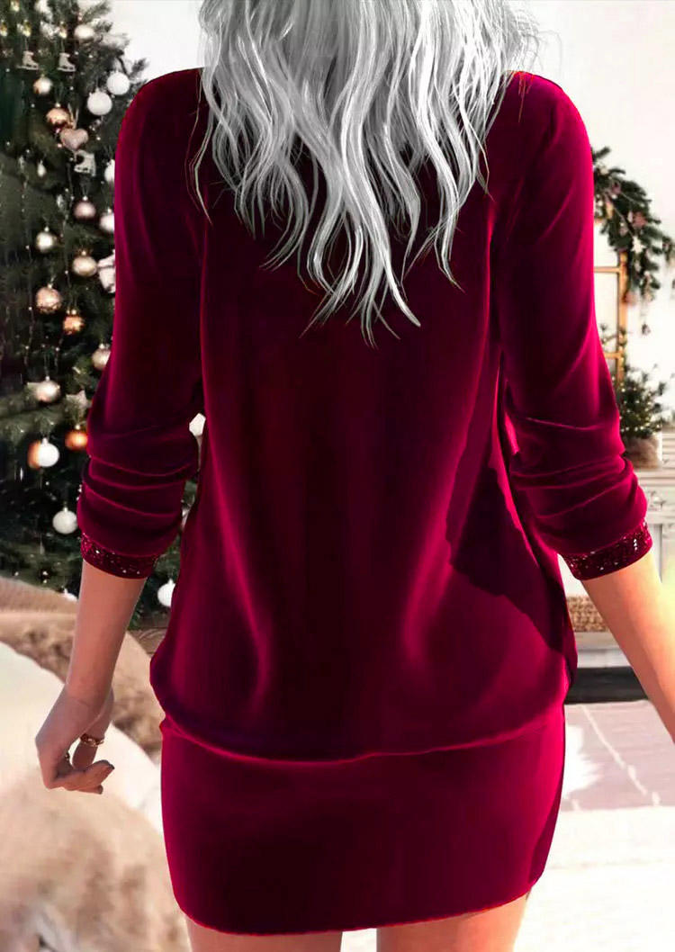 

Bodycon Dresses Glitter Long Sleeve Bodycon Dress - Burgundy in Red. Size: L,M,,XL