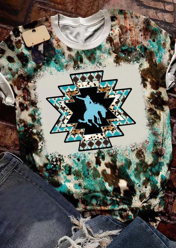 Aztec Geometric Rodeo O-Neck T-Shirt Tee