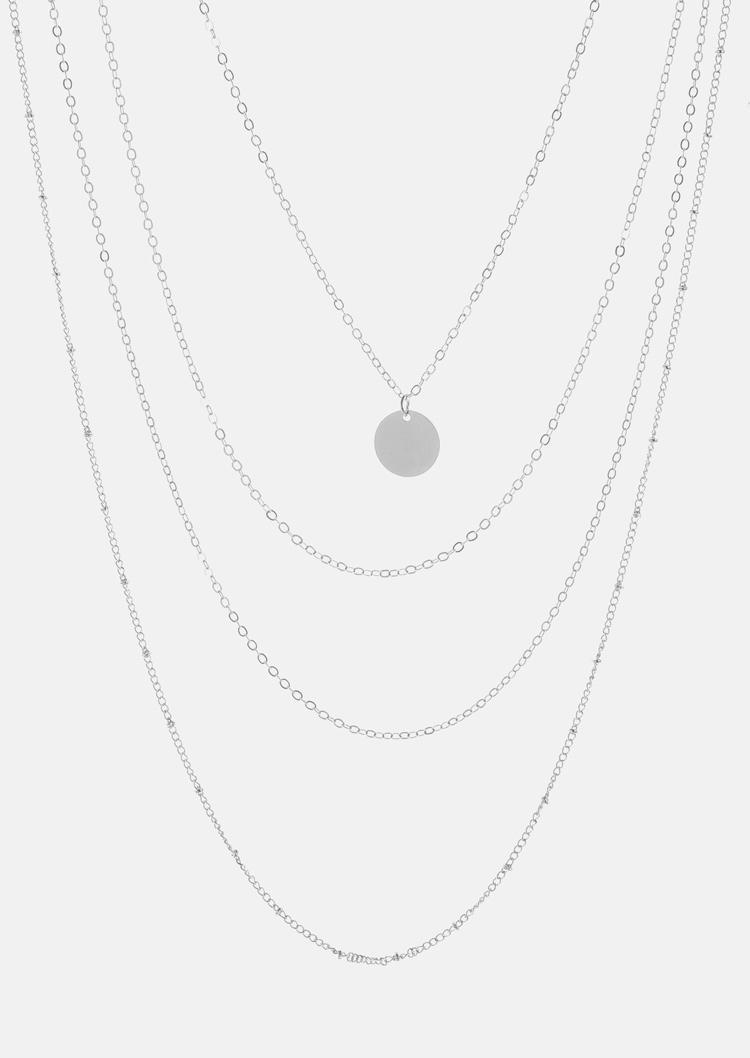 

Necklaces Round Multi-Layered Pendant Necklace in Silver. Size
