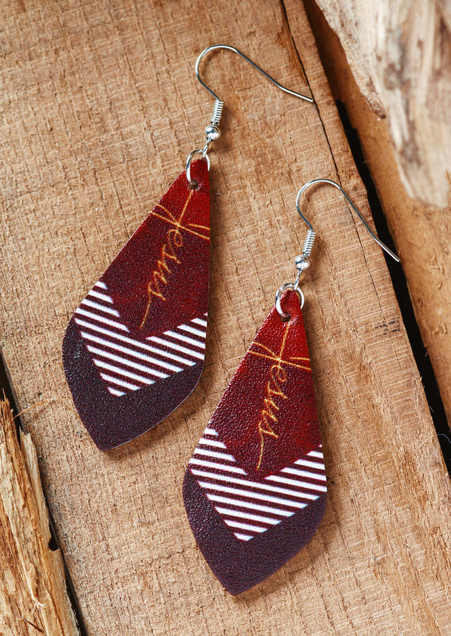 

Earrings Faith Color Block Striped PU Leather Earrings in Red. Size