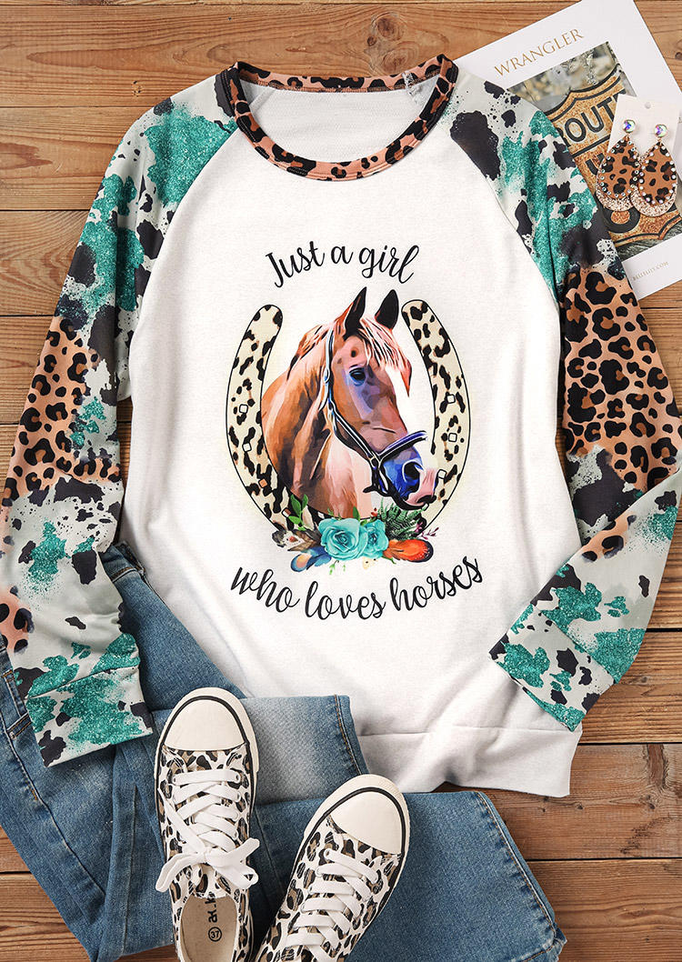 

Sweatshirts Just A Girl Who Loves Horses Floral Leopard Sweatshirt in Multicolor. Size