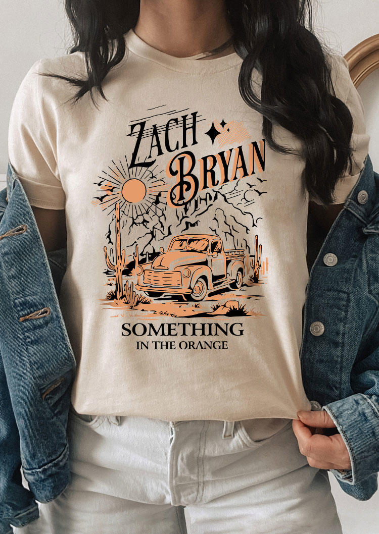 Something In The Orange Sunset Cactus Truck T-Shirt Tee - Apricot