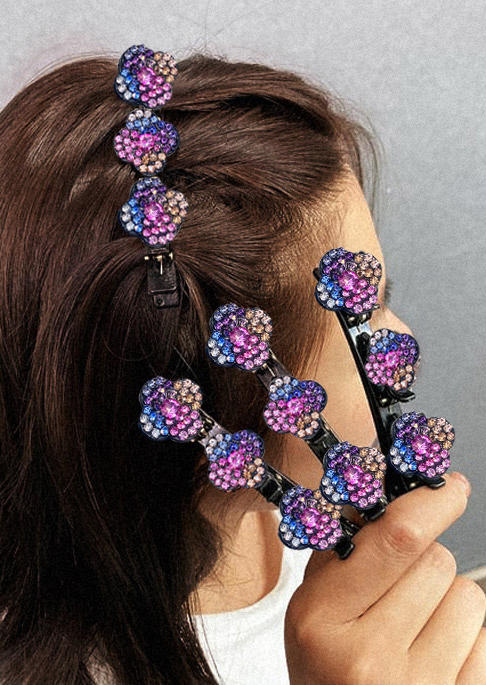 

Sparkling Crystal Stone Braided Hairpin in Purple. Size