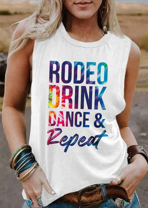 Rodeo Drink Dance & Repeat Tank - Light Grey
