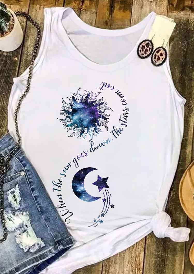 

Tank Tops When The Sun Goes Down The Stars Comes Out Tank Top in White. Size