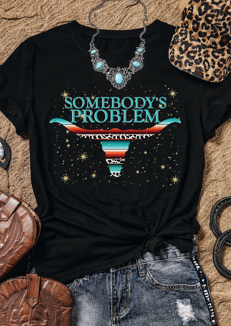 

T-shirts Tees Somebody' Problem Serape Striped Cow T-Shirt Tee in Black. Size