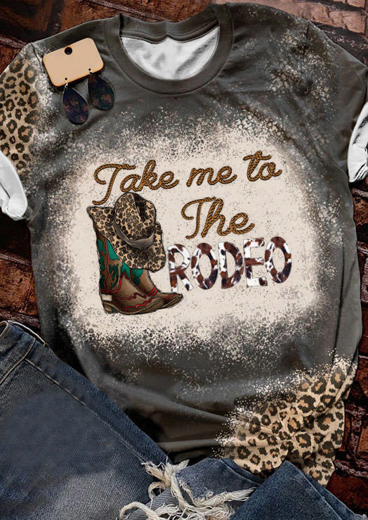 

T-shirts Tees Take Me To The Rodeo Leopard T-Shirt Tee - Dark Grey in Gray. Size