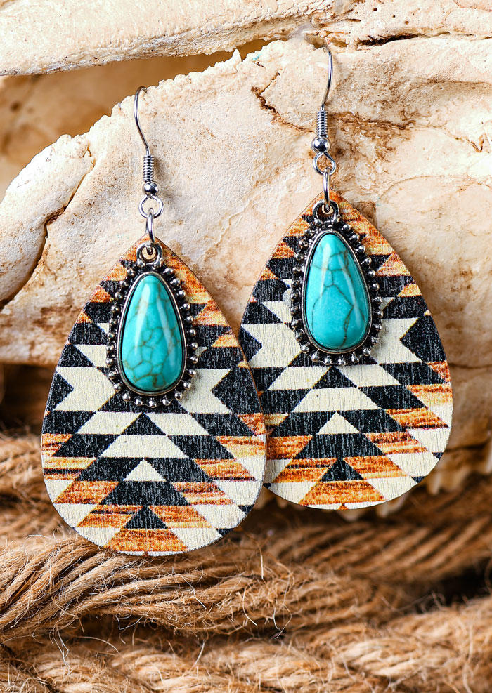 Earrings Aztec Geometric Turquoise Water Drop Earrings in Multicolor. Size: One Size
