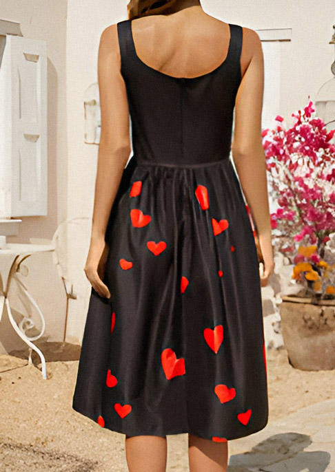

Midi Dresses Valentine Heart Cat Ruffled Midi Dress in Black. Size: L,M,,XL