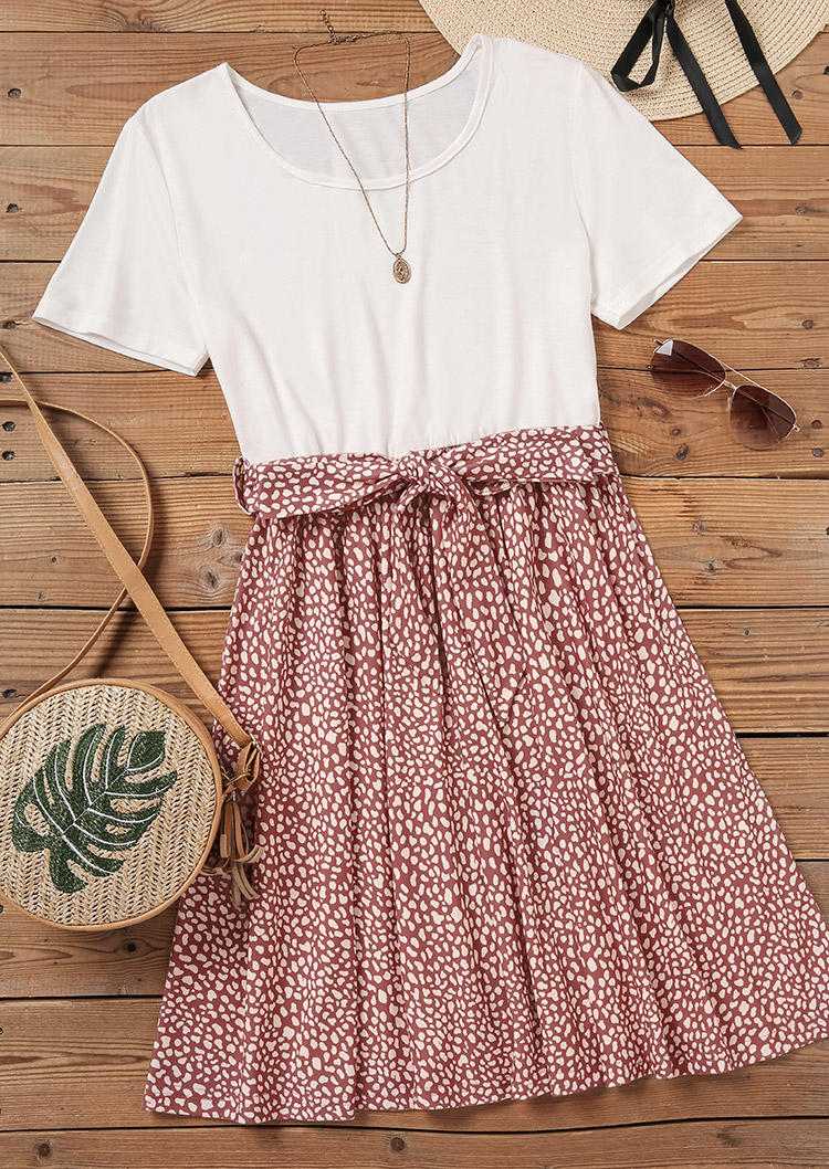 

Mini Dresses Short Sleeve O-Neck A-Line Mini Dress in White. Size