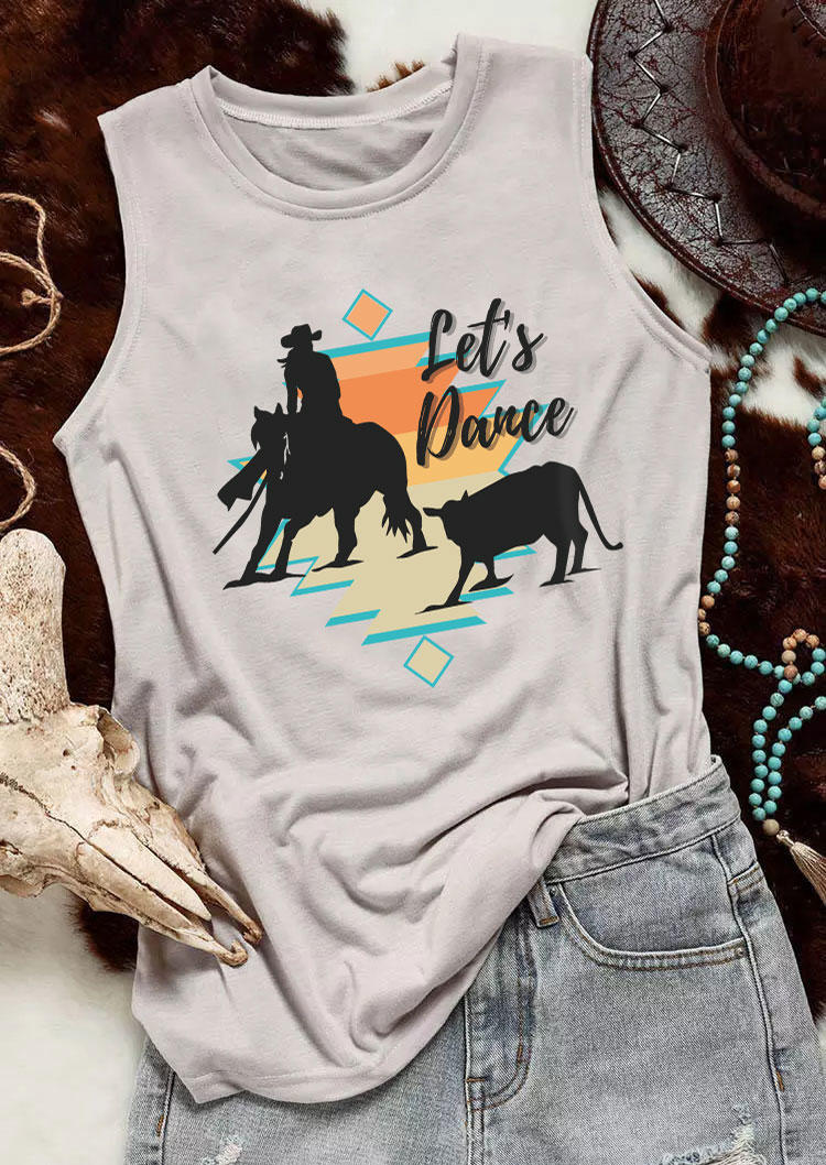 

Tank Tops Let's Dance Aztec Geometric Cowboy Tank Top - Light Grey in Gray. Size