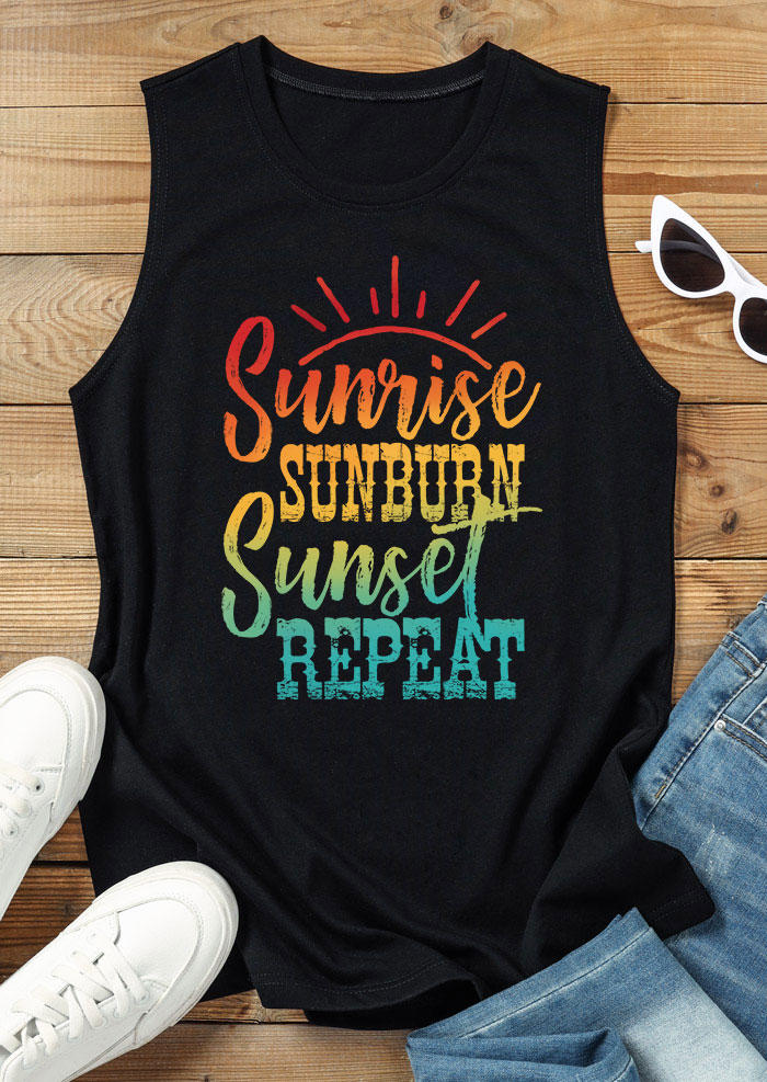 

Tank Tops Sunrise Sunburn Sunset Repeat Gradient Tank Top in Black. Size