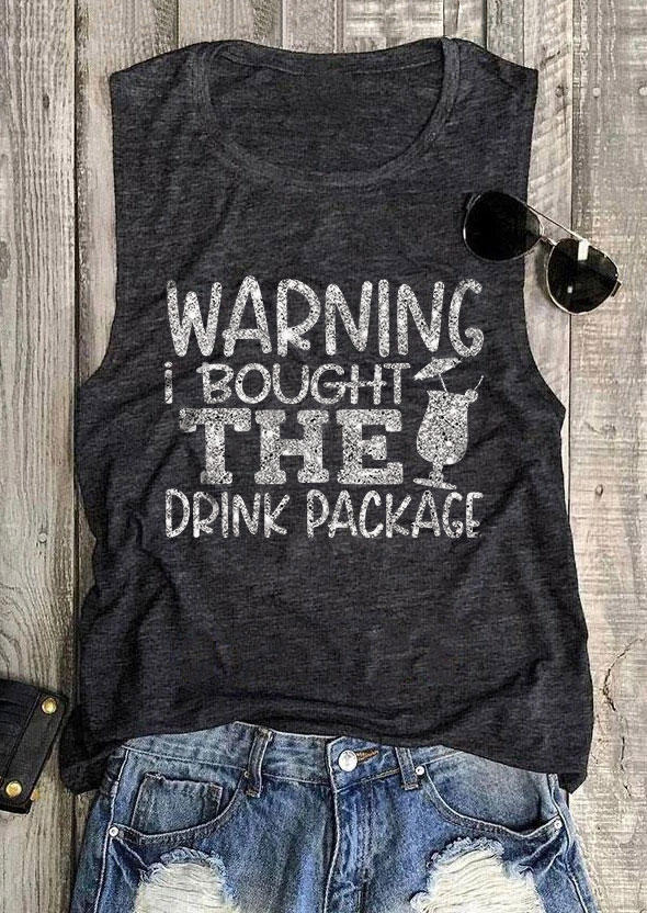 

Tank Tops Warning I Bought The Drink Package Tank Top - Dark Grey in Gray. Size